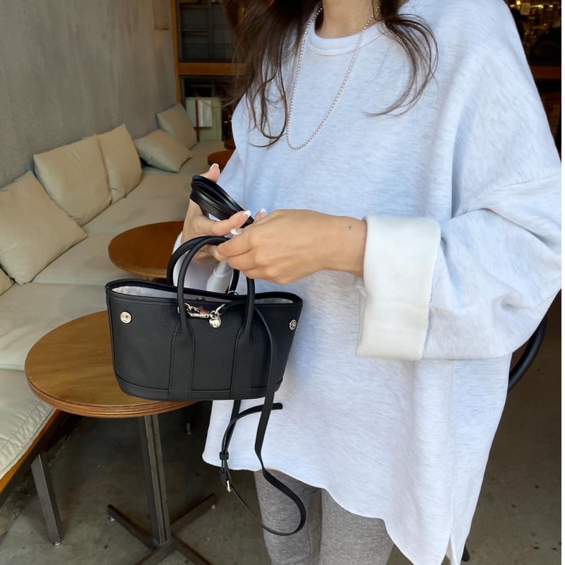 Leather mini tote bag(Black) | K