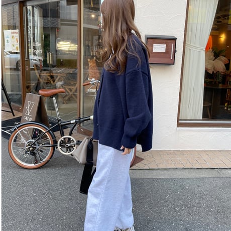Side slit over cardigan(Navy)