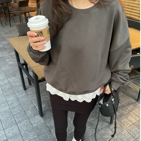 Layered lace sweat(Charcoal gray)