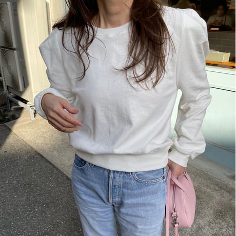 Puff sleeve sweatshirts(White)
