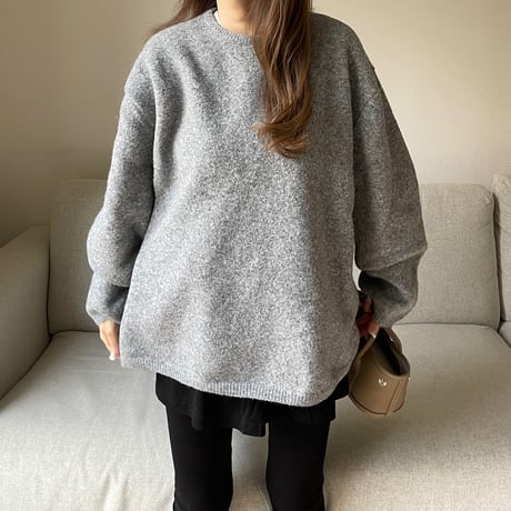 Over size wool knit(Gray)