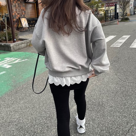 Layered lace sweat(Gray)