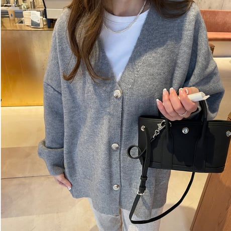 Side slit over cardigan(Gray)
