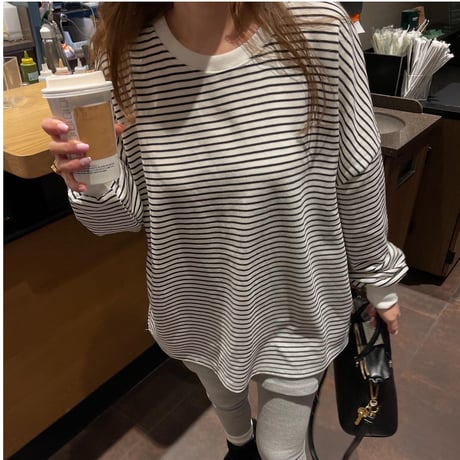 Border long t-shirts(Ivory)