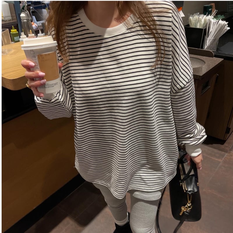 Border long t-shirts(Ivory) | K Border long t-shirts(Ivory) | K