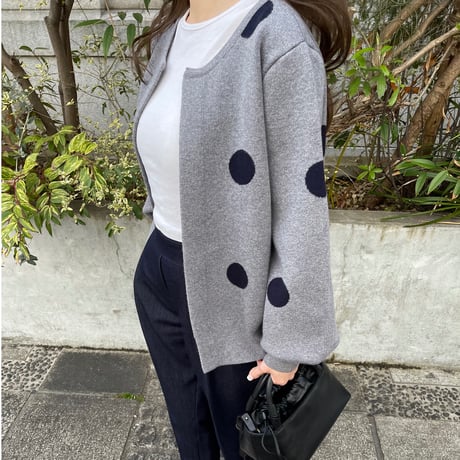 Dot cardigan(Gray)
