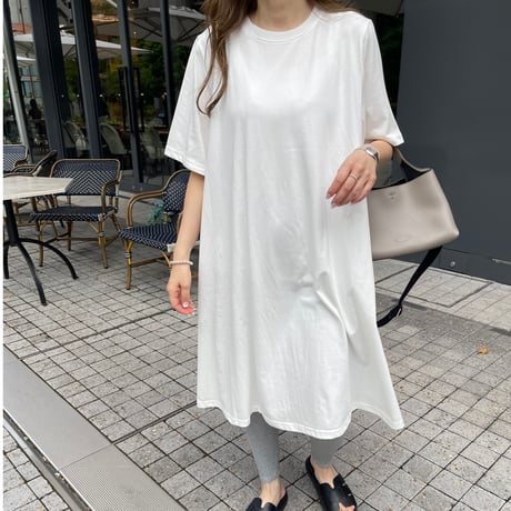 Cotton flare onepiece(White)