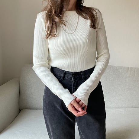 Boat neck rib knit(Ivory)