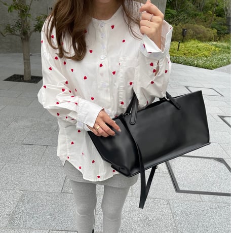 Leather large tote bag(Black)