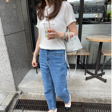 Mellow piping half knit(White)