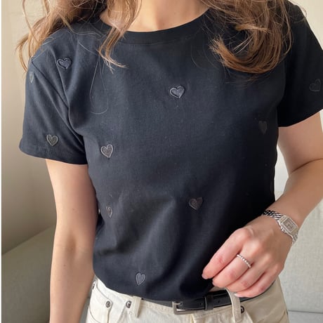 Heart basic t-shirts(Black)