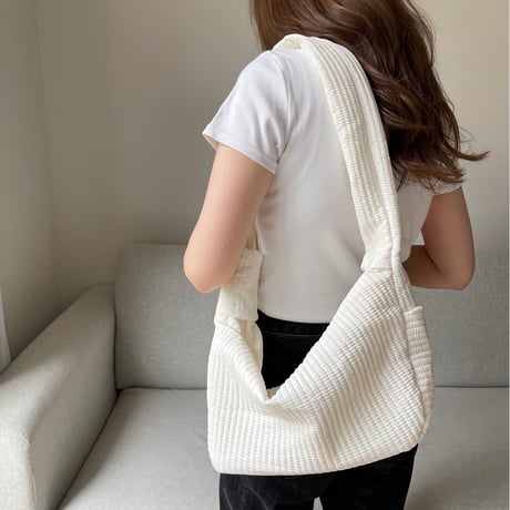 Quilting croissant bag(White)