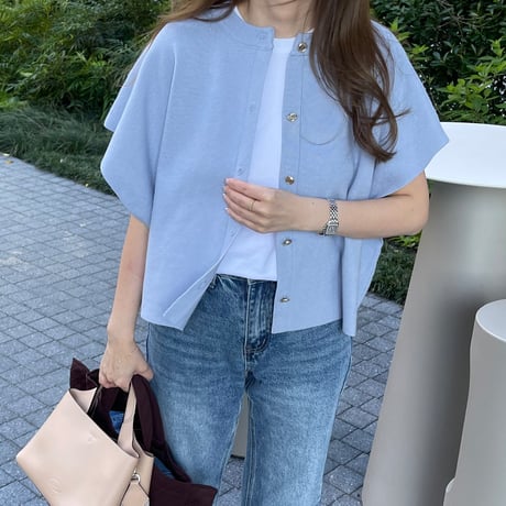 Knit cape cardigan(Blue)