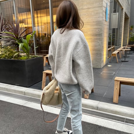 Wool blend crew neck knit(Oatmeal)