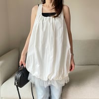 Balloon chiffon mini onepiece(White)