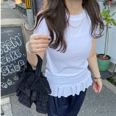 Frill rib tops(White)