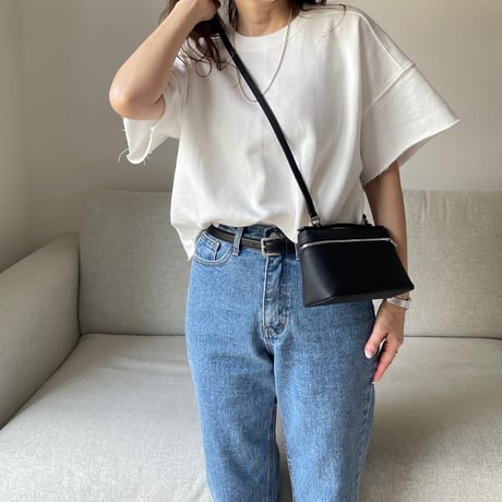 Leather mini sholder bag(Black)