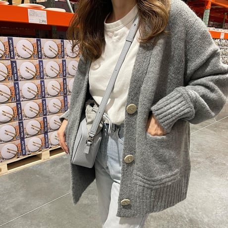Over size pocket cardigan (Gray)