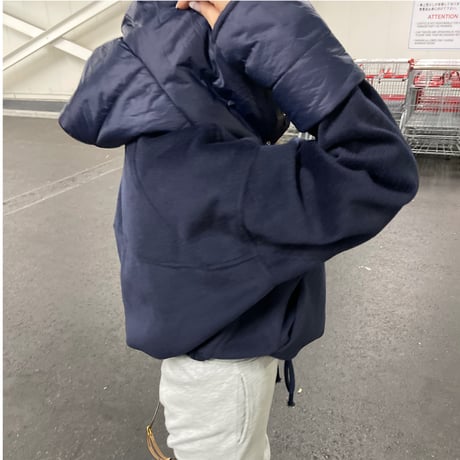 2way wool short coat (Navy)