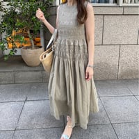 Shirring onepiece(Khaki)