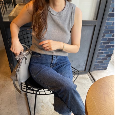 再販【当店オリジナル 】Waffle rib tanktop (Light gray)