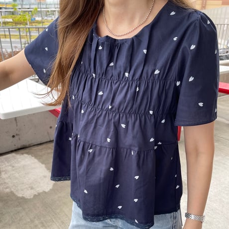 Shirring heart tops