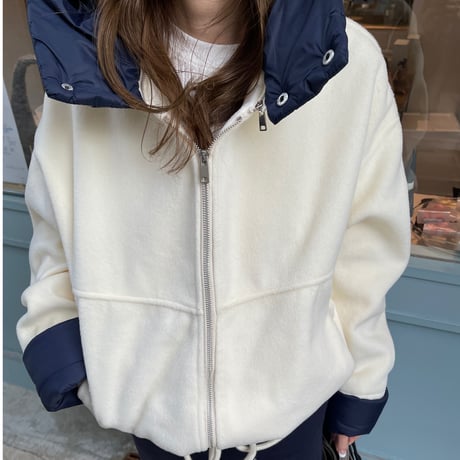 2way wool short coat (Ivory)