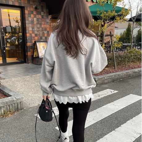 Layered lace sweat(Gray)