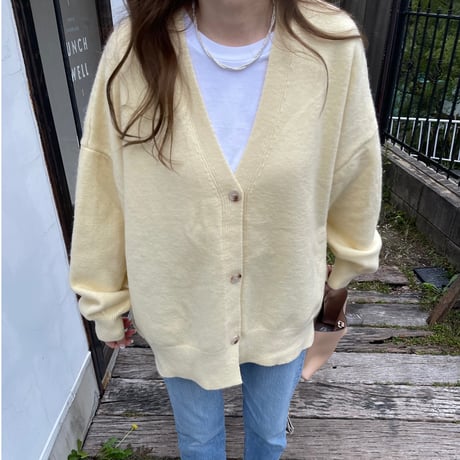 Side slit over cardigan(Yellow)