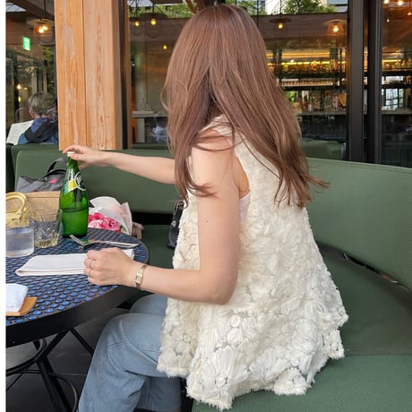【6月再販】Flower tulle lace tops