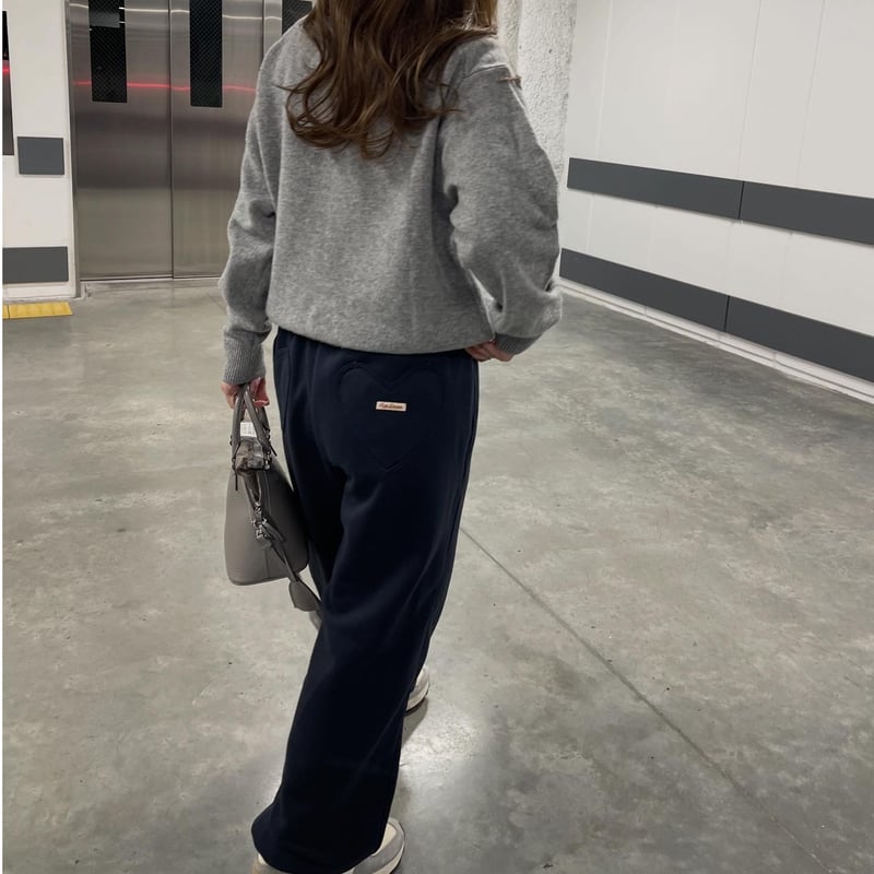 パンツ Heart hip sweat pants black ANDMARY】Heart hip sweat pants