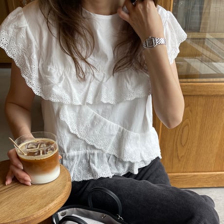 Sailor lace blouse(White)