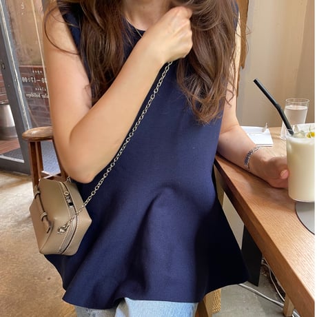 Flare knit pullover(Navy)