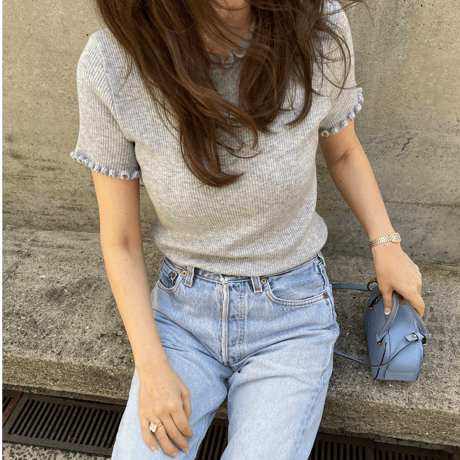 Mellow piping half knit(Gray)