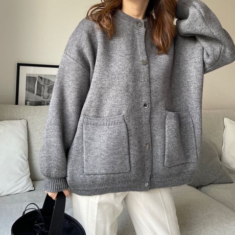 Double pocket cardigan (Gray)