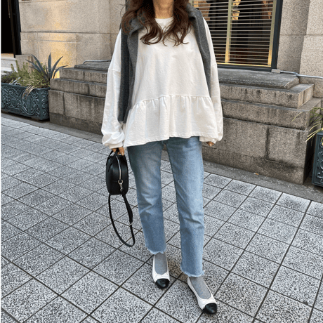 Teard flare sweat(White)