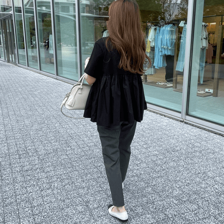 Cotton flare pullover (black)