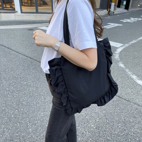 Frill tote bag(Black)