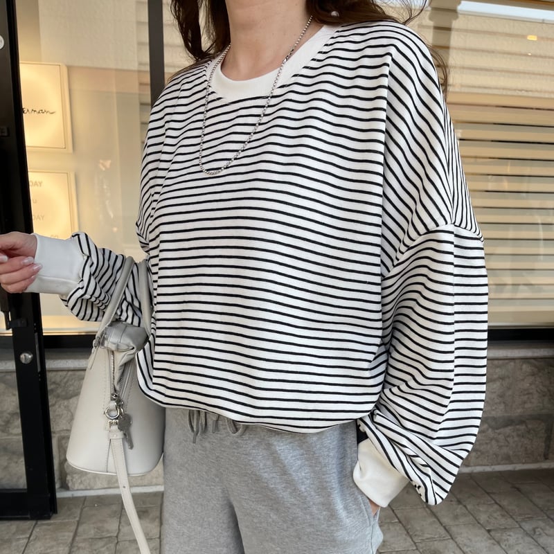 Border long t-shirts(Ivory) | K