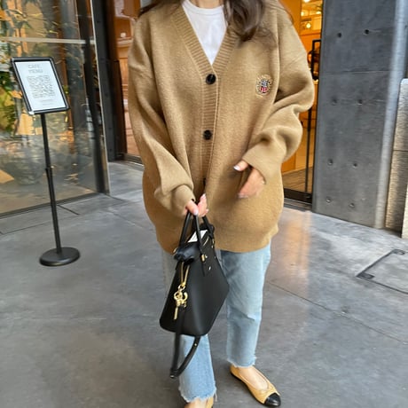 Trad volume cardigan (Brown)