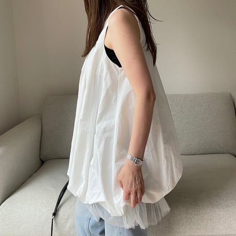 Balloon chiffon mini onepiece(White)