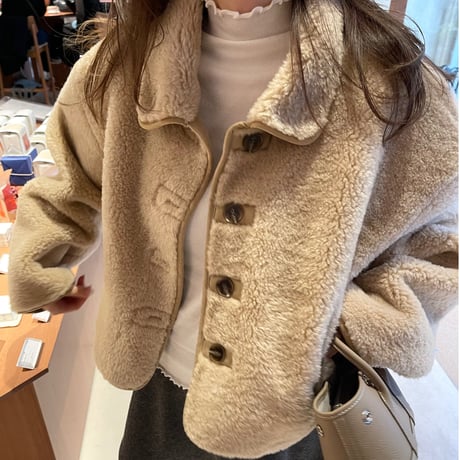 Boa cocoon sleeve jacket(Camel)