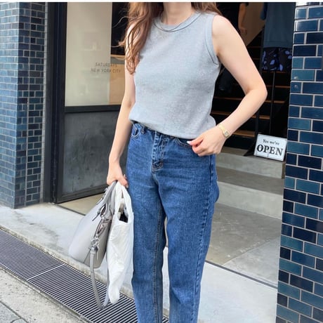再販【当店オリジナル 】Waffle rib tanktop (Light gray)