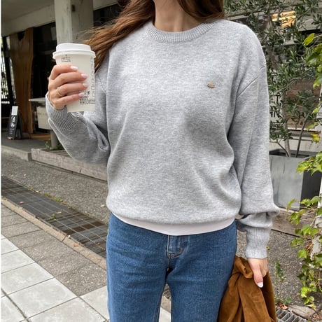 Gold plate basic knit(Light gray)