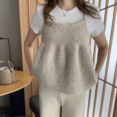 Bouclé knit camisole(Beige)