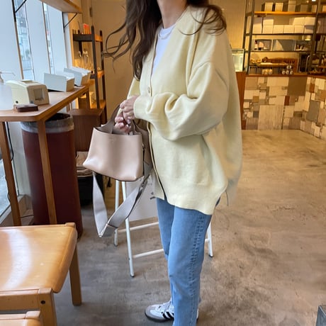 Side slit over cardigan(Yellow)
