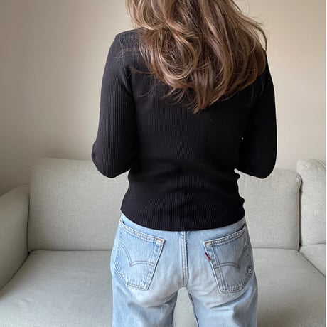 Boat neck rib knit(Black)