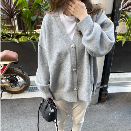 Side slit over cardigan(Gray)