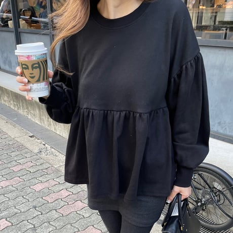 Balloon sleeve pullover (Black)