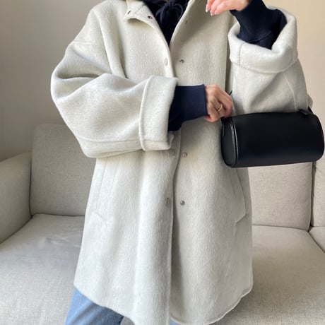 【Hand made】Wool 100% Over coat(Ivory)